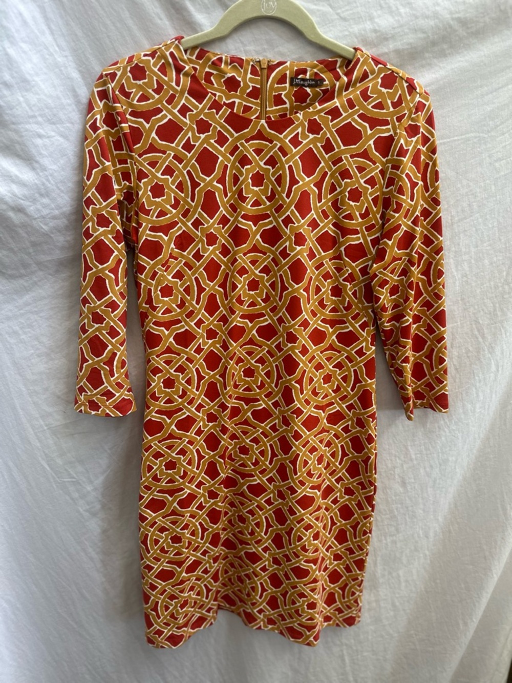 Red & Gold Geometric Sheath Dress - Brand Unknown